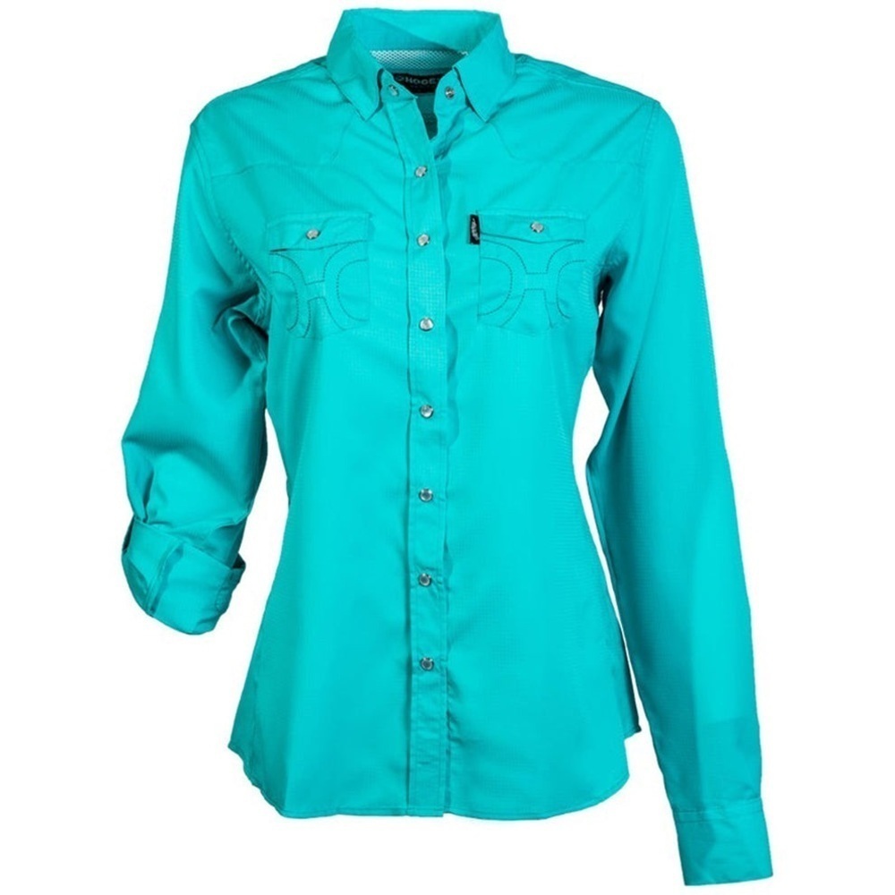 Hooey Women’s Sol Blue Pearl Snap Western Button-Up Shirt Sea Foam Sz XXL NWT